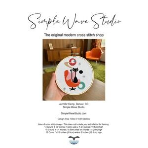 Black Cat‎ Mid Century Atomic Cat Art Counted Cross Stitch Pattern KIT